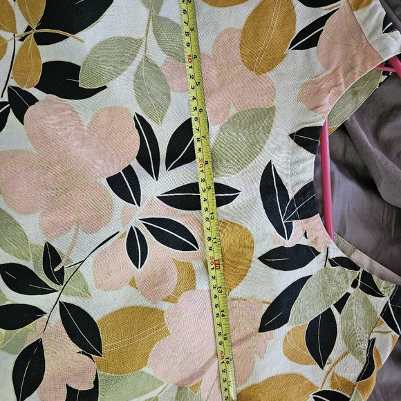 Tropical Print Linen Top Sz M - Picture 3 of 3
